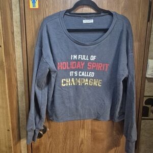 Grayson Threads Slate Gray Crewneck with Red and Gold Holiday Text.  Box 37